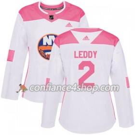 Adidas Maillot de Hockey New York Islanders Nick Leddy 2 2017-2018 Blanc Rose Fashion Authentic - Femme